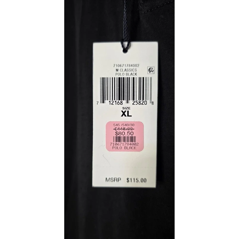 New POLO Ralph Lauren Long Sleeve Pima Cotton Polo Men XL Black Casual Pony Logo
